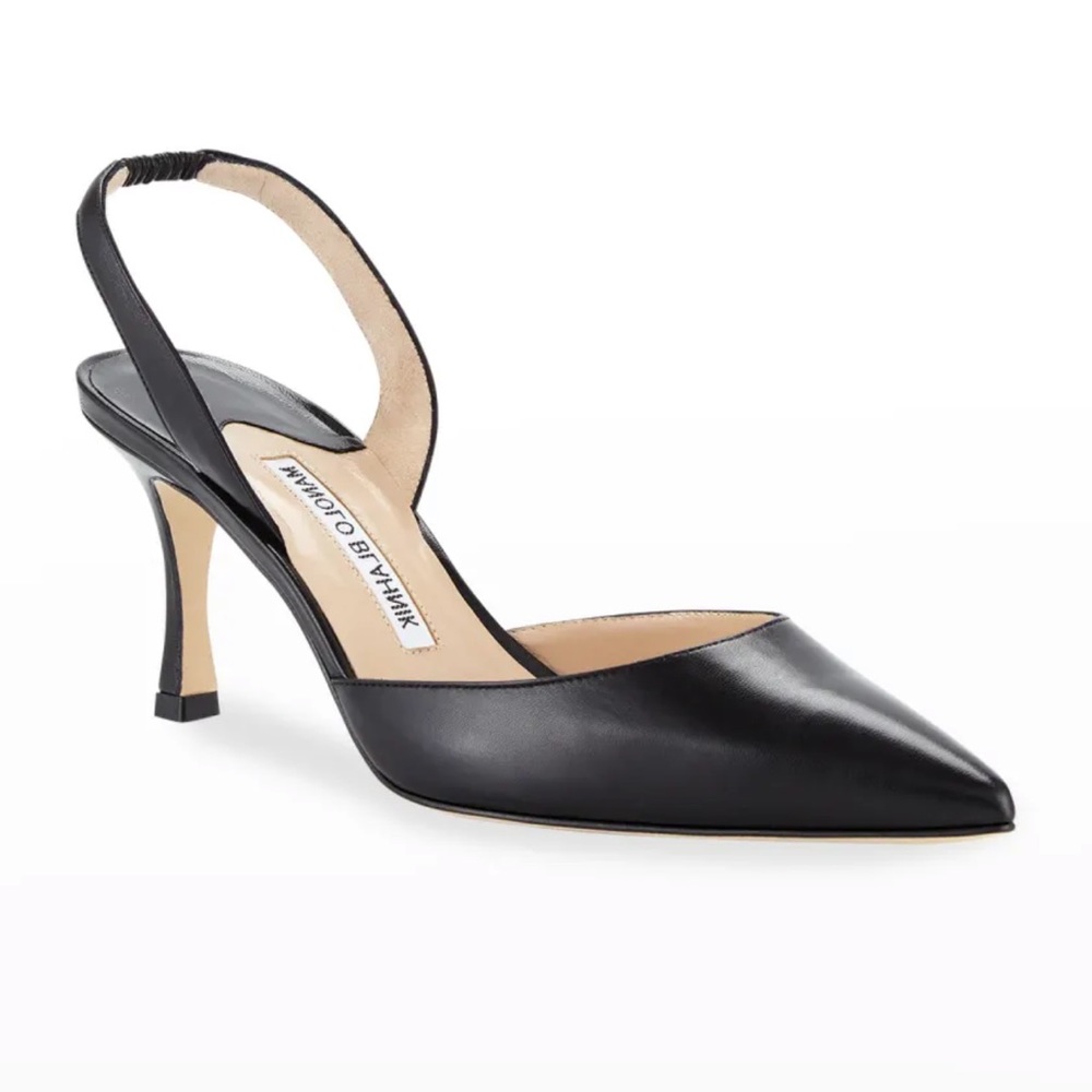 Carolyne Leather Mid-Heel Halter Pumps